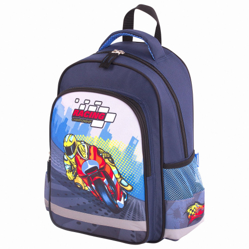 Рюкзак ПИФАГОР SCHOOL  Moto, 38х28х14 см, для начальной школы