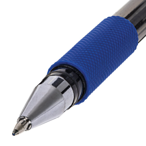 Ручка гелевая с грипом STAFF "Basic", корпус тонированный, линия письма 0,35 мм, синяя фото 2