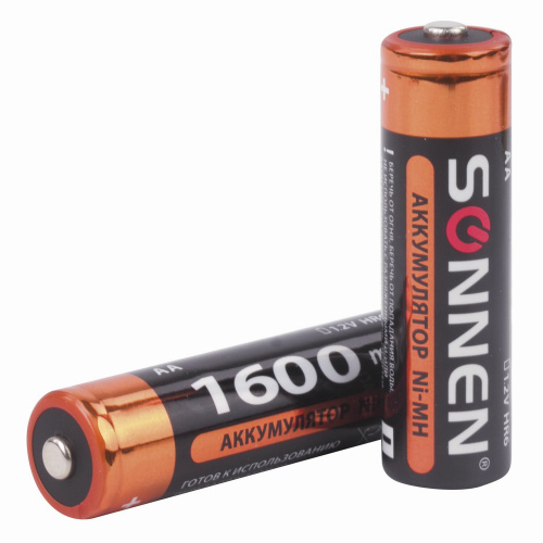 Батарейки аккумуляторные SONNEN, АА, 2 шт., 1600 mAh, в блистере фото 2
