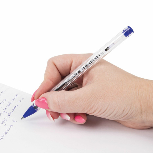 Ручка шариковая масляная BRAUBERG "Rite-Oil", корпус прозрачный, линия письма 0,35 мм, синяя фото 4