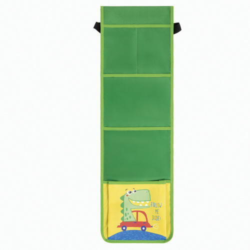 Кармашки-органайзер в шкафчик для детского сада ЮНЛАНДИЯ, 5 карманов, 21х68 см, "Crocodile"