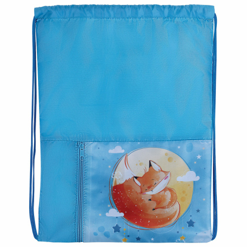 Мешок для обуви ЮНЛАНДИЯ "Moon fox", 33х42 см,  карман на молнии фото 2