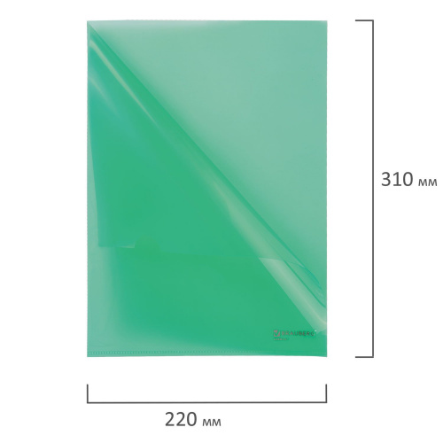 Папка-уголок BRAUBERG, 0,10 мм, зеленая фото 3