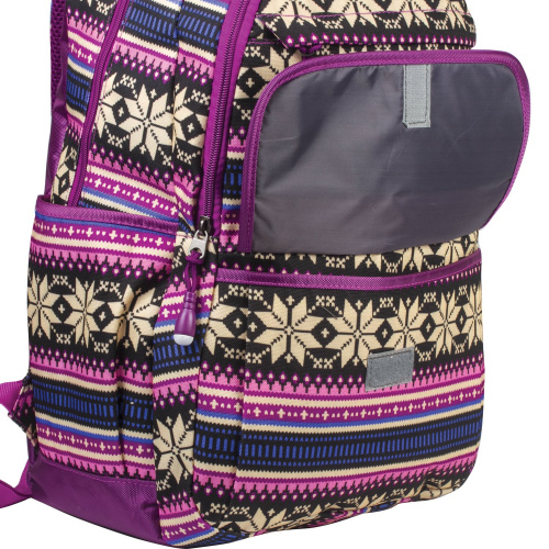 Рюкзак BRAUBERG "Фиолетовые узоры", канвас, 47х32х14 см, молодежный фото 3