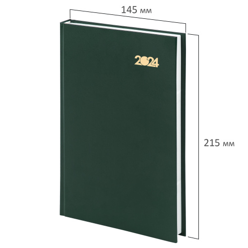 Ежедневник датированный 2024 145х215 мм, А5, STAFF, обложка бумвинил, зеленый, 115138 фото 9