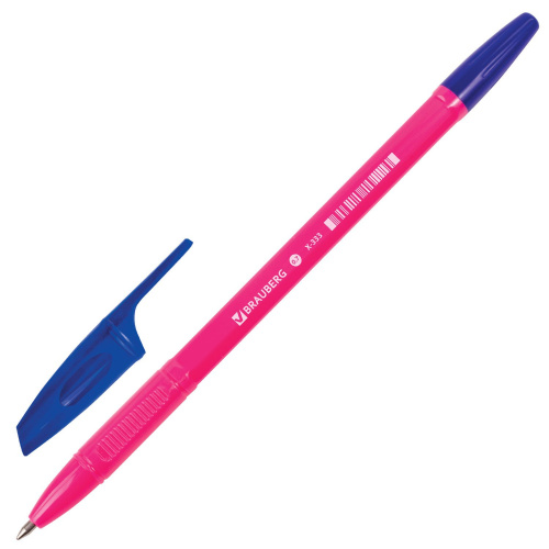 Ручка шариковая BRAUBERG "X-333" NEON SOLID, корпус ассорти, линия письма 0,35 мм, синяя фото 9