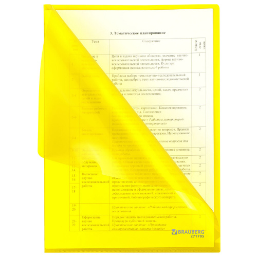 Папка-уголок жесткая А4, желтая, 0,15 мм, BRAUBERG EXTRA, 271705 фото 2