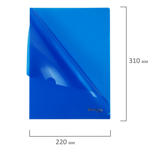 Папка-уголок жесткая А4, синяя, 0,15 мм, BRAUBERG EXTRA, 271702 фото 8