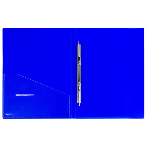 Папка с металлич скоросшивателем и внутренним карманом BRAUBERG "Neon", 16 мм, до 100 л, синяя фото 5