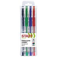 Ручки гелевые с грипом STAFF "EVERYDAY", 4 цвета, линия письма 0,35 мм