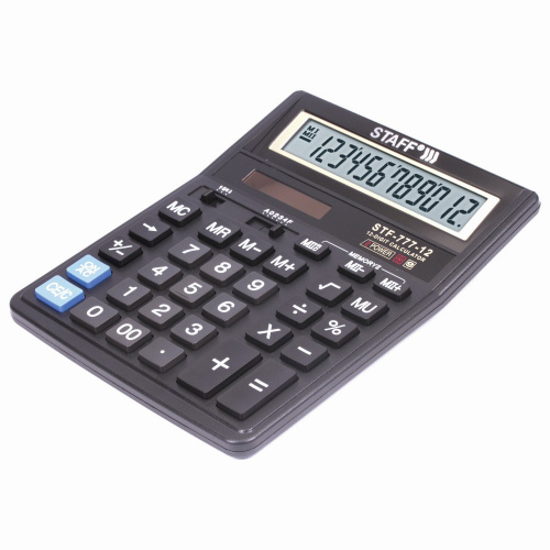 Калькулятор настольный STAFF, 12 разрядов, двойное питание, 210x165 мм, черный фото 9
