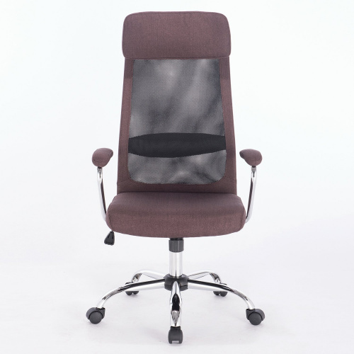 Кресло офисное BRABIX "Flight EX-540", хром, ткань, сетка, коричневое фото 2