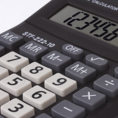 Калькулятор настольный STAFF, 138x103 мм, 10 разрядов, двойное питание фото 3