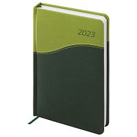 Ежедневник датированный 2023 BRAUBERG "Bond", А5, 138x213 мм, под кожу, зеленый/салатовый