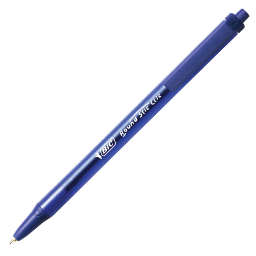 Ручка шариковая автоматическая BIC "Round Stic Clic", корпус тонированный, синяя фото 4