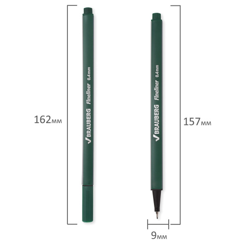 Ручка капиллярная (линер) BRAUBERG "Aero", трехгранная, линия письма 0,4 мм, темно-зеленая фото 8