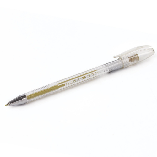 Ручка гелевая BRAUBERG "Jet", корпус прозрачный, узел 0,5 мм, линия письма 0,35 мм, золотистая фото 2