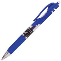 Ручка гелевая автоматическая с грипом BRAUBERG "Black Jack", трехгранная, линия письма 0,5 мм, синяя
