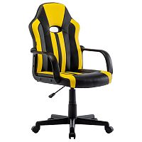 Кресло компьютерное BRABIX "Stripe GM-202", экокожа, черное/желтое