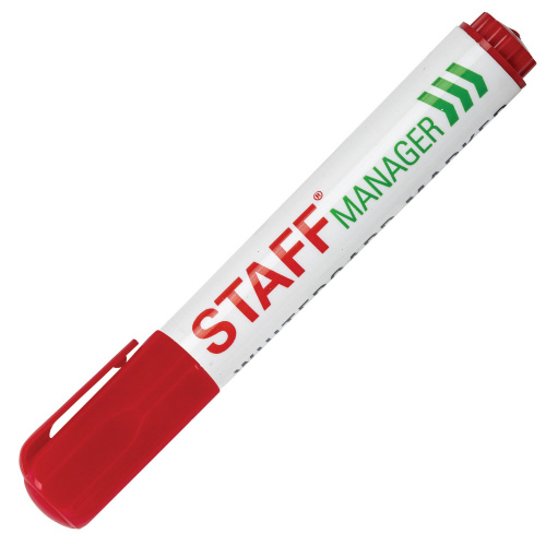 Маркер стираемый для белой доски STAFF "Manager", 5 мм, с клипом, красный фото 5