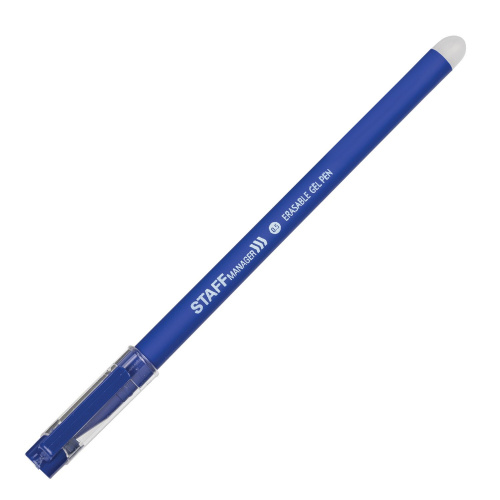 Ручка стираемая гелевая STAFF ERASE, прорезиненный корпус, линия письма 0,35 мм, синяя фото 7