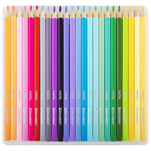 Карандаши цветные BRAUBERG PASTEL, 24 пастельных цвета, грифель 3 мм, трёхгранные фото 4