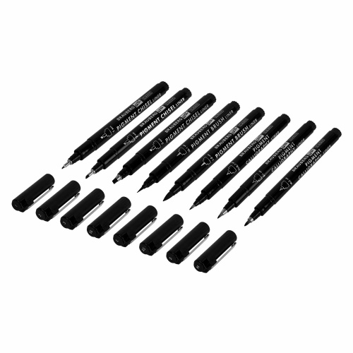 Капиллярные ручки линеры 16 шт. черные, 0,15-3,0 мм, BRAUBERG ART CLASSIC, 143946 фото 8