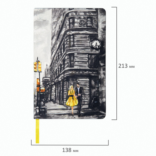 Ежедневник недатированный А5 (138х213 мм), BRAUBERG VISTA, под кожу, гибкий, 136 л., "Old New York" фото 10
