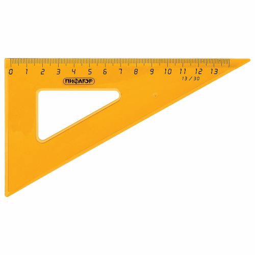 Набор чертежный средний ПИФАГОР, линейка 20 см, 2 треугольника, транспортир, прозрачный, неоновый фото 8