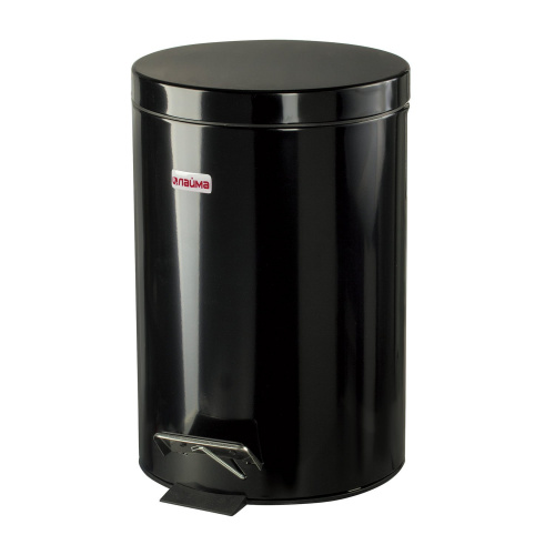 Ведро-контейнер для мусора с педалью LAIMA "Classic", 12 л, черное, глянцевое, металл