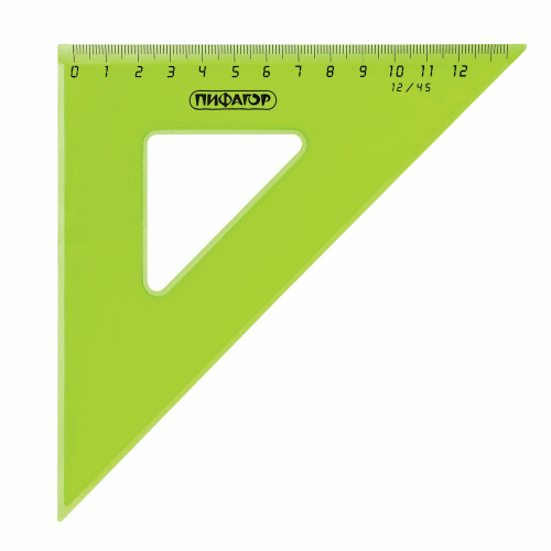 Набор чертежный большой ПИФАГОР, линейка 30 см, 2 треугольника, транспортир, прозрачный, неоновый фото 5