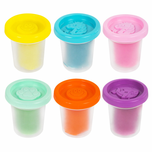 Пластилин-тесто для лепки BRAUBERG KIDS, 6 цветов, 300, 10 формочек, шприц, стек, крышки-штампики фото 10