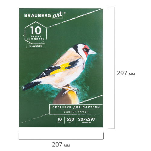 Альбом для пастели BRAUBERG, 10 л., 207x297 мм, картон зеленый тонированный фото 10