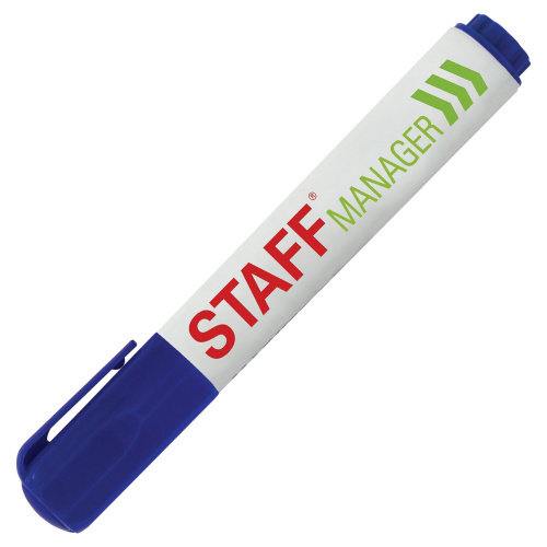Маркер стираемый для белой доски STAFF "Manager", 5 мм, с клипом, синий фото 3
