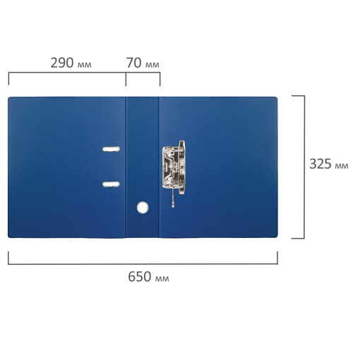 Папка-регистратор BRAUBERG, с двухсторонним покрытием из ПВХ, 70 мм, синяя фото 4