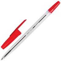 Ручка шариковая BRAUBERG "Line", корпус прозрачный, линия письма 0,5 мм, красная