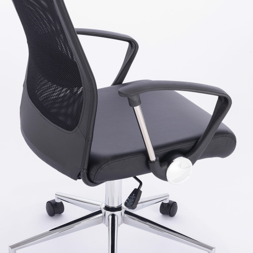 Кресло офисное "BRABIX Flight R EX-541", хром, экокожа, сетка, черное фото 7