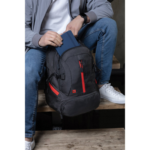 Рюкзак GERMANIUM "S-03", 46х32х26 см, универсальный, с отделением для ноутбука, черный фото 7