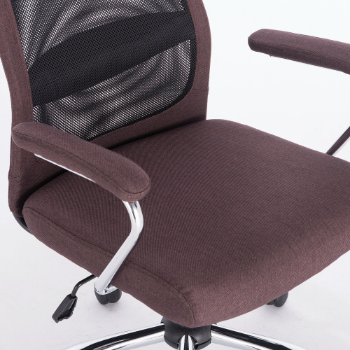 Кресло офисное BRABIX "Flight EX-540", хром, ткань, сетка, коричневое фото 6