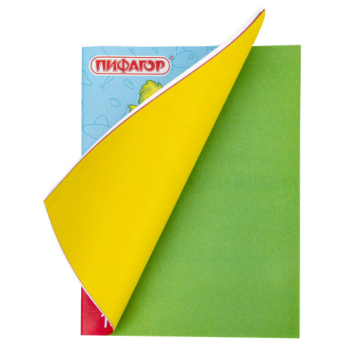 Цветная бумага ПИФАГОР "Рыбалка", А4, 2-сторон., 16 л., 16 цв., на скобе, 200х280 мм фото 2