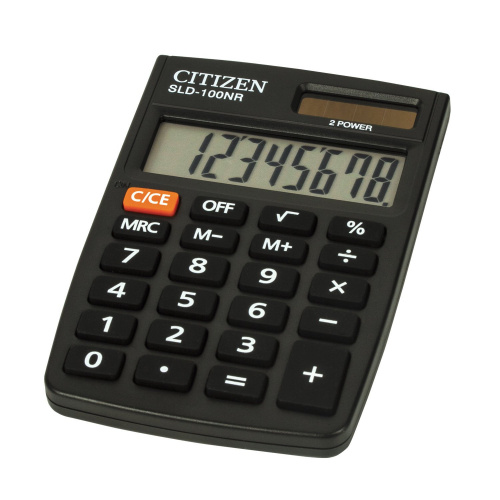 Калькулятор карманный CITIZEN SLD-100NR, 90х60 мм, 8 разрядов, двойное питание фото 2