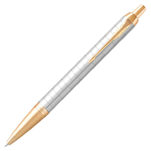 Ручка шариковая PARKER "IM Premium Pearl GT", корпус жемчужный лак, позолоченные детали, синяя фото 5