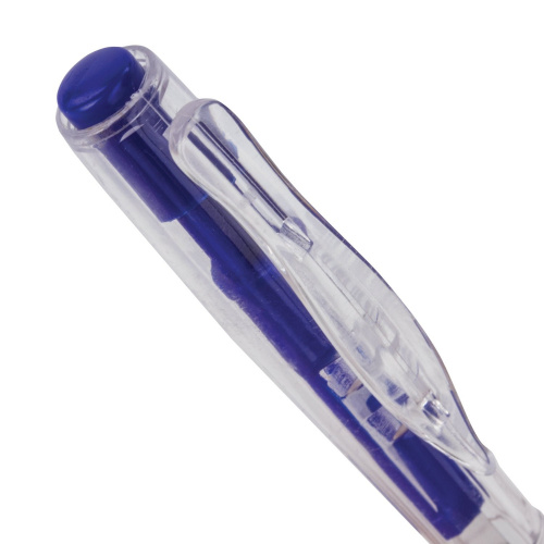 Ручка шариковая автоматическая STAFF "Basic", корпус прозрачный, линия письма 0,35 мм, синяя фото 5