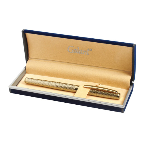 Ручка подарочная перьевая GALANT "VERSUS", корпус золотистый, детали золотистые, синяя фото 5
