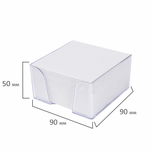 Блок для записей STAFF, в подставке прозрачной, куб 9х9х5 см, белизна 70-80%, белый фото 4