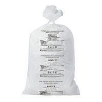 Мешки для мусора, АКВИКОМП, медицинские 50 шт., класс А (белые), 80 л, 70х80 см, 14 мкм