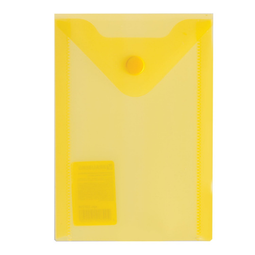 Папка-конверт с кнопкой BRAUBERG, А6, 0,18 мм, желтая фото 8
