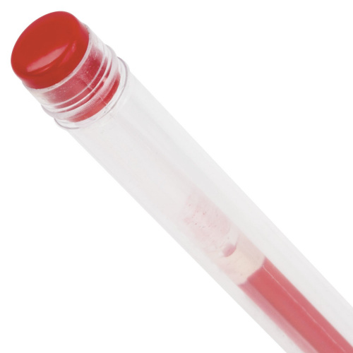 Ручка гелевая с грипом STAFF "EVERYDAY", корпус прозрачный, линия письма 0,35 мм, красная фото 4