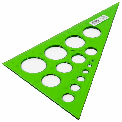 Треугольник ПИФАГОР, 30х19 см, с окружностями, прозрачный, тонированный, пластиковый фото 2