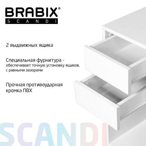 Стол письменный/компьютерный BRABIX "Scandi CD-017", 900х450х750 мм, 2 ящика, белый, 641894, ЦБ013706-1 фото 7